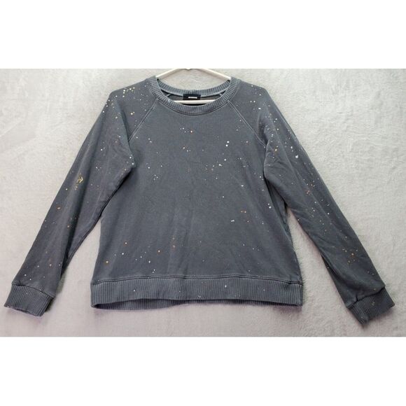 Monrow Sweatshirt Women's‎ Small Gray Metallic Splatter Long Sleeve Round Neck - Picture 1 of 9